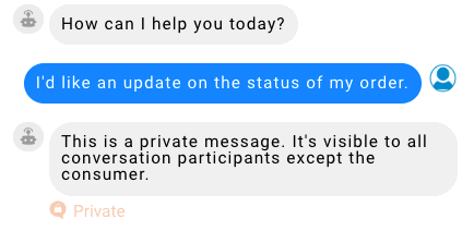 An example of a private message as it appears in the Preview tool