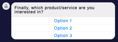 A conversation in the Preview tool, where the consumer is offered the options