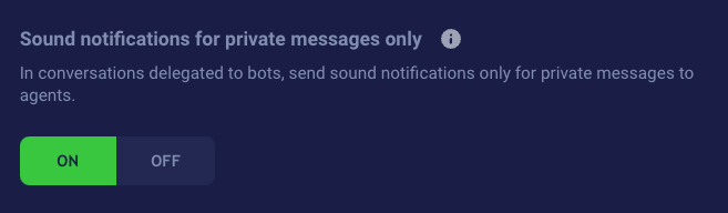 The on off setting named Sound notifications for private messages only