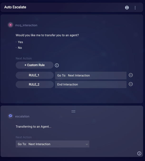 Customizing the interactions in the Auto Escalation dialog to suit the brand's voice