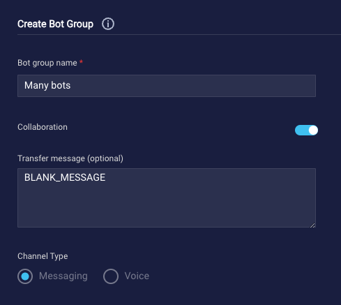 The Create bot group window