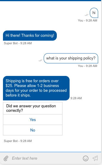 An example conversation with a consumer