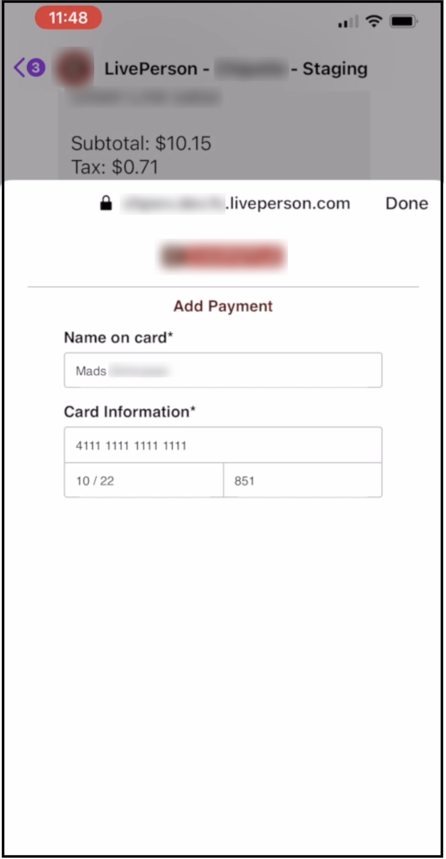 The experience of entering credit card info as a consumer