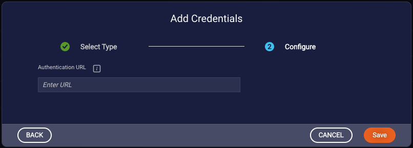 Configuring the credential, by specifying the authentication URL