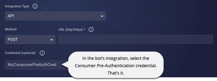 Example API integration that uses a Consumer Pre-Authentication credential