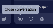 The Close Conversation icon at the bottom of the messaging panel