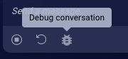 The Debug icon in the lower-left corner of the messaging panel