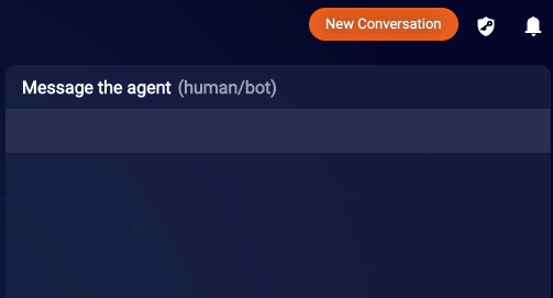 The New Conversation in the upper-right corner above the Message the agent panel