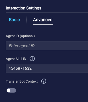 The Advanced tab in the interaction's settings