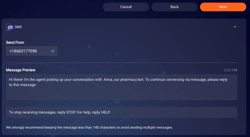 Configuring the Transfer to Messaging handoff