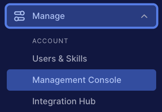 The Management Console menu option in the left navigation pane