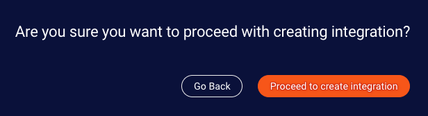 Step 3 in the wizard to create an SMS integration, where you confirm that you want to create the integration