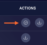 The Actions column in the table of versions, with a callout to the release button