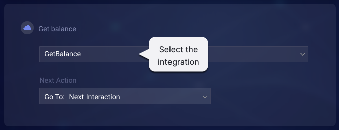 Selecting the integration for the Integration interaction