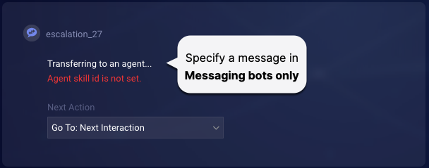 The default message to send to the consumer, which appears on the interaction's face
