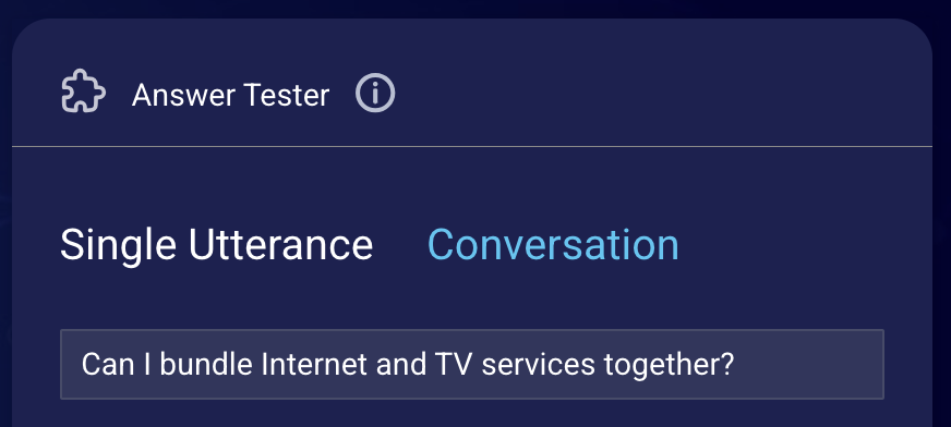 The Single Utterance tab in the testing tool, where you can search knowledge bases using a single utterance