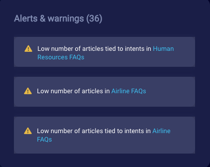 Example alerts and warnings
