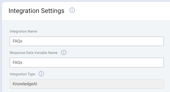 The Integration Settings page for the FAQ integration