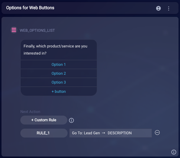 The Options for Web Buttons dialog