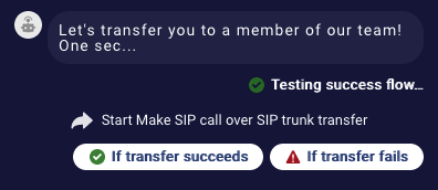 An example of previewing a SIP transfer in the Preview tool