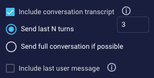 The prompt settings for including conversation context in the prompt
