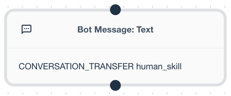 Example bot message to trigger the transfer to a skill