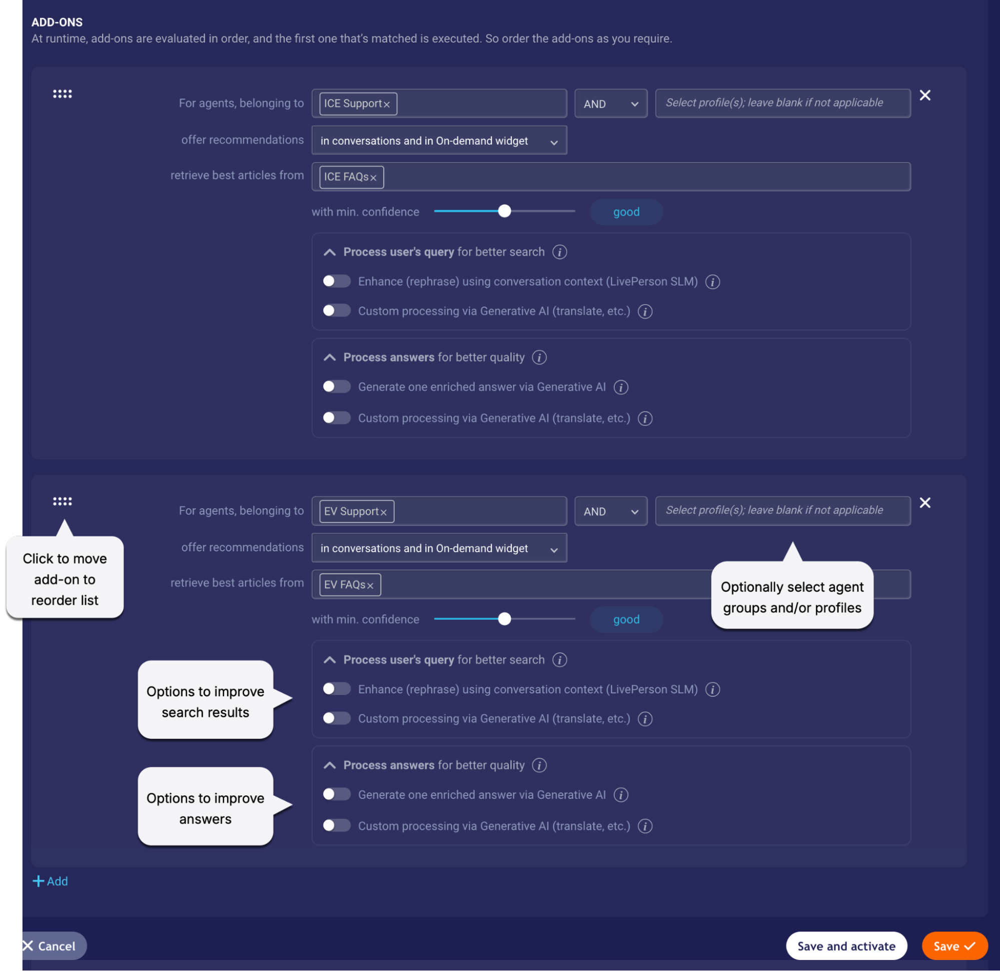 An example add-on in a knowledge base rule