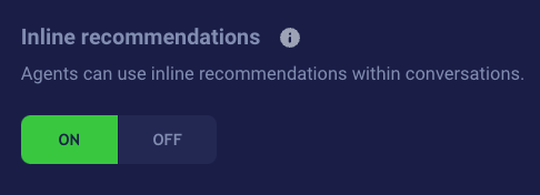 On and off setting named Inline recommendations