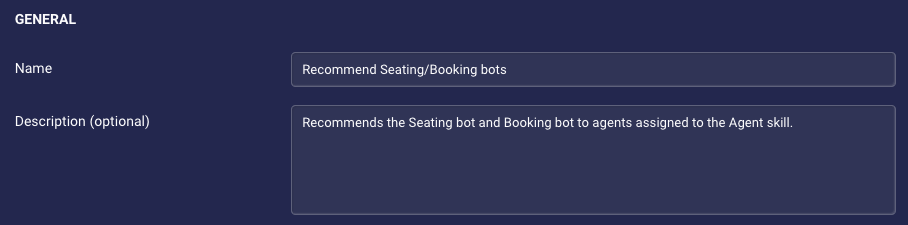 Specifing a name and description for the bot rule