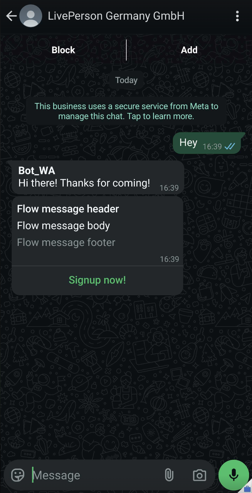 WhatsApp Consumer Receives Flow Message