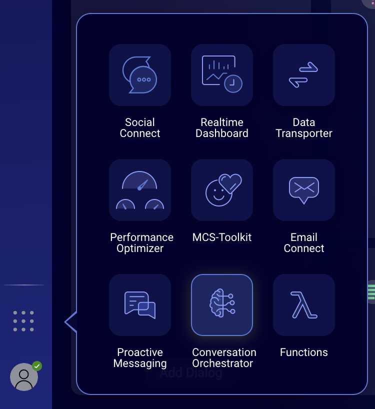 The Conversation Orchestrator option in the list of applications