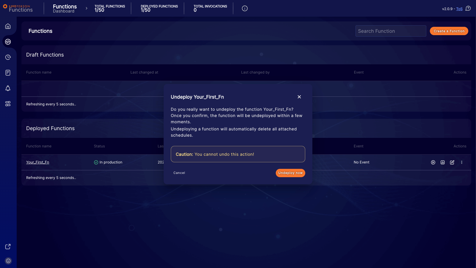 Functions: Confirmation modal for undeployment