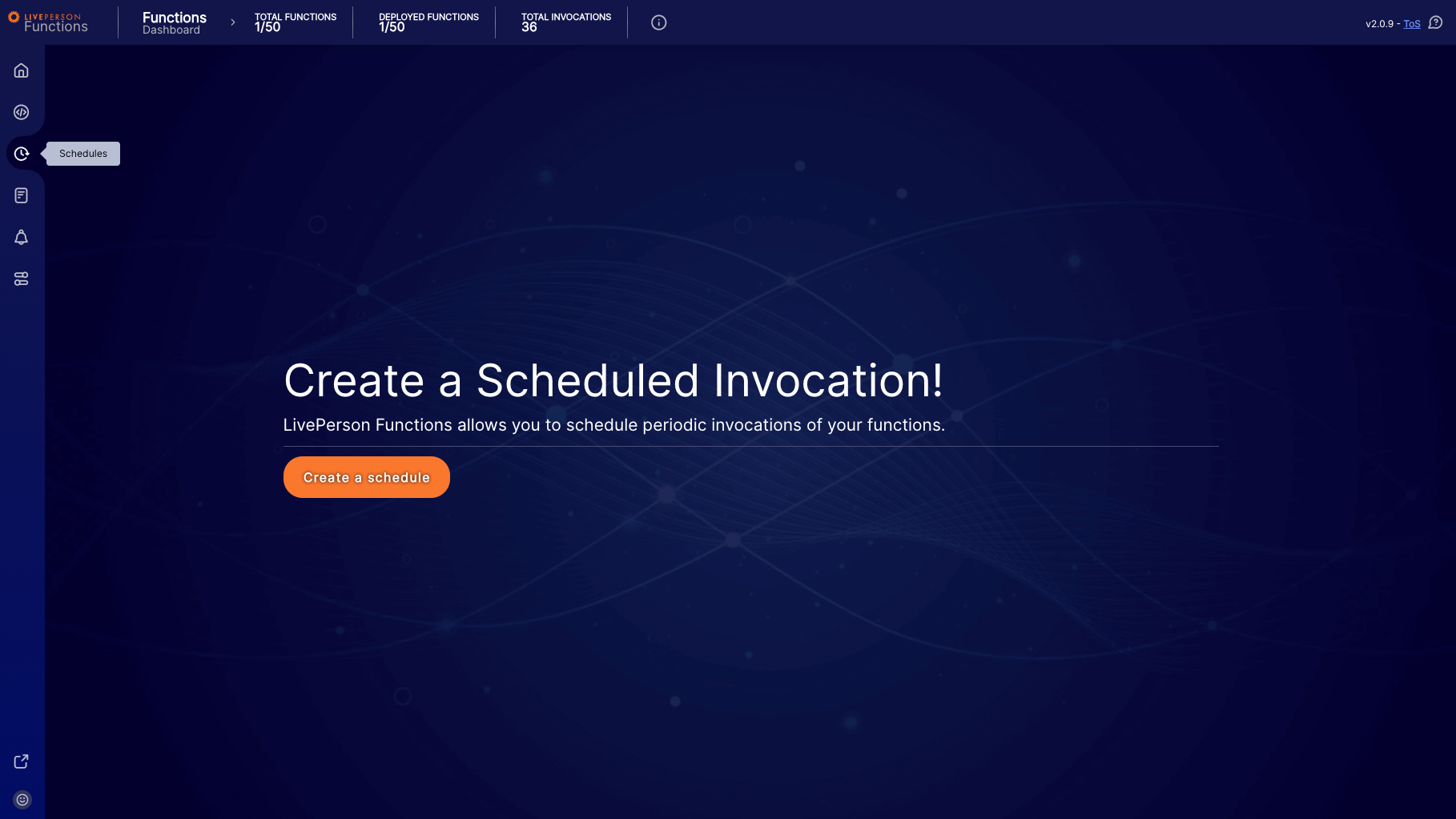 Functions: Empty state for scheduling dashboard