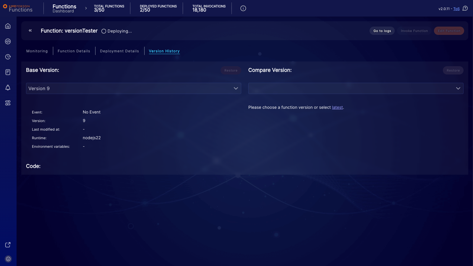 Functions: version comparator