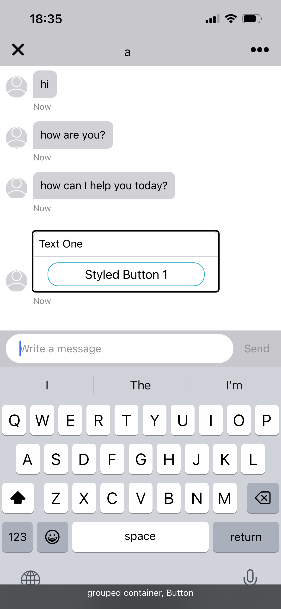 Example of interactive layout containers: grouped buttons with a shared click area