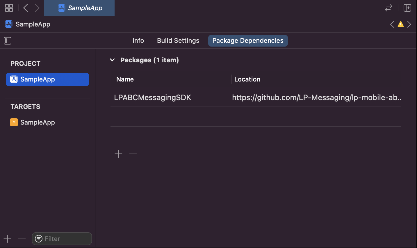 Package Dependencies Screen Package Added