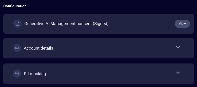 The PII Masking subsection header in the Configuration section of the page