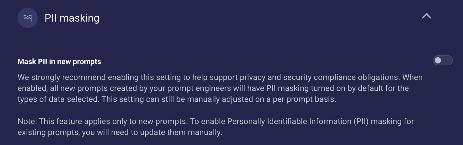 Choosing a default behavior for new prompts by enabling or disabling the toggle