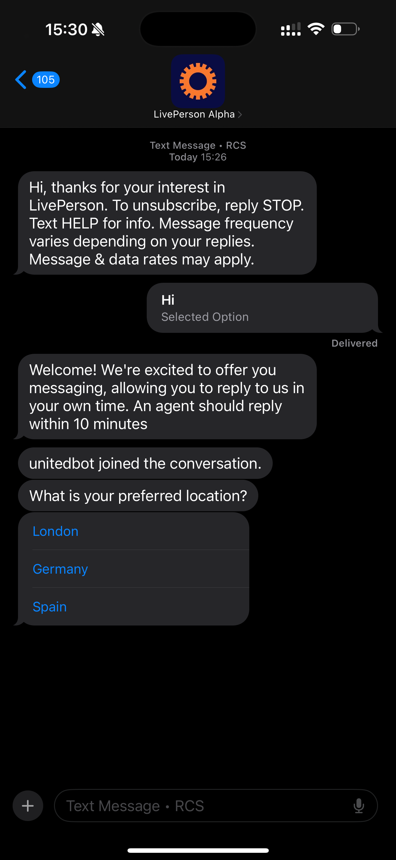 Quick Replies example