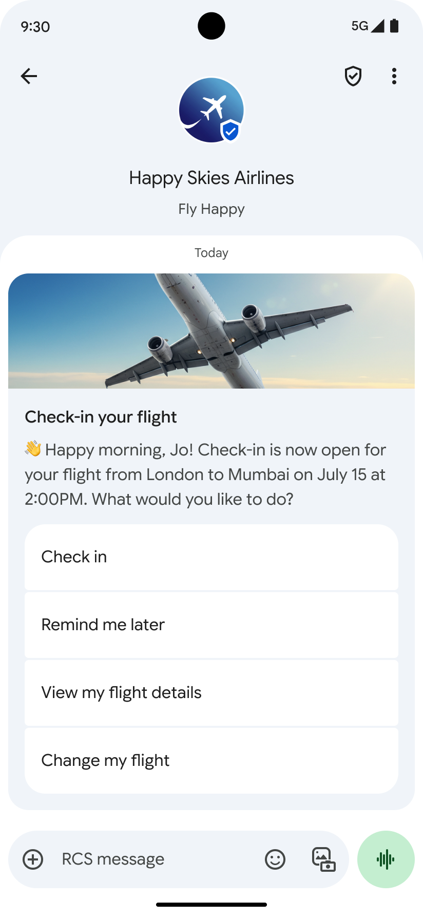 Vertical Rich Card example