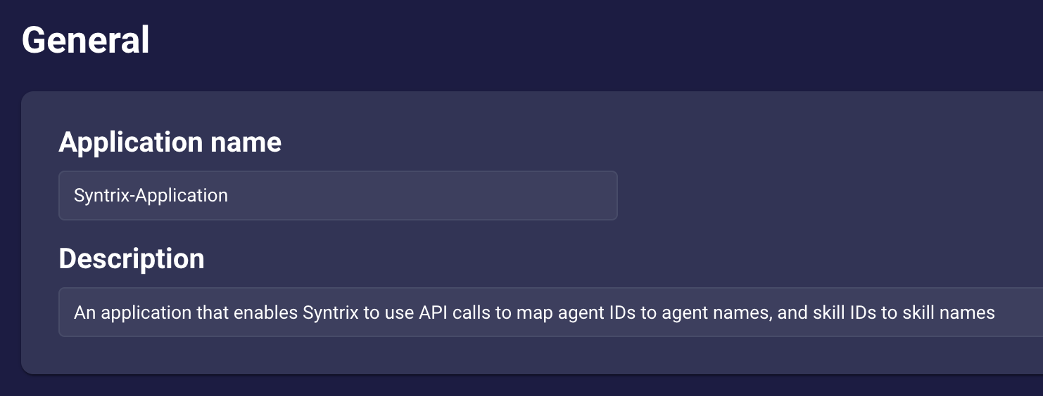 Specifying an application name and description for the OAuth application