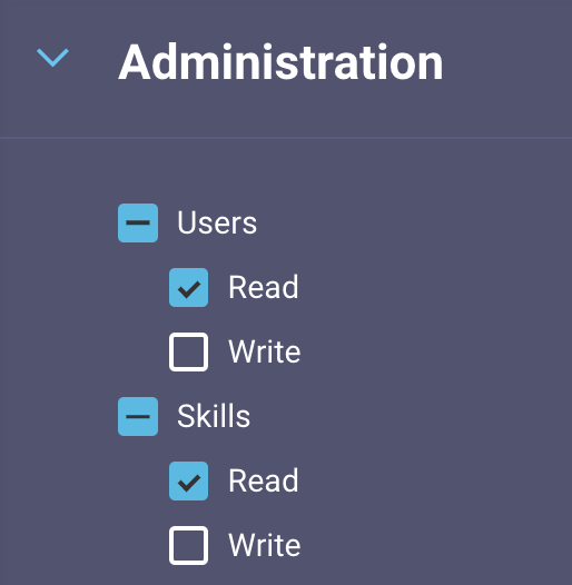 Specifying read permissions for users and skills